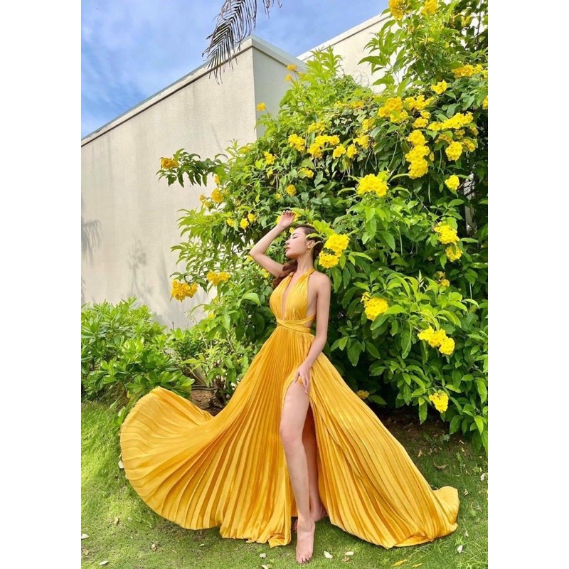 MAXI DẬP LY CAO CẤP CÓ CO GIÃN BA MÀU ĐỎ VÀNG XANH