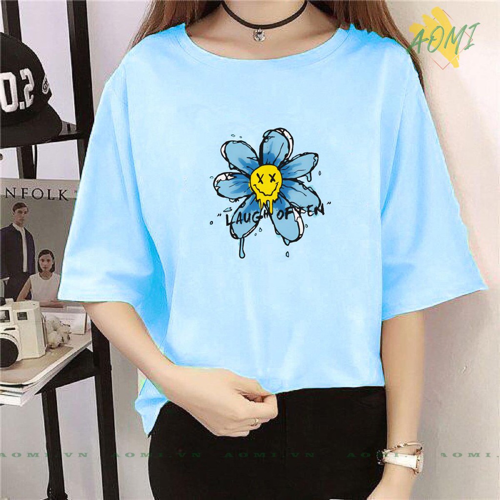 ÁO THUN UNISEX AOMI HOA HẢI ĐƯỜNG JACK J97 ĐOM ĐÓM TAY NGẮN TAY LỠ NAM NỮ CHẤT LƯỢNG CAO