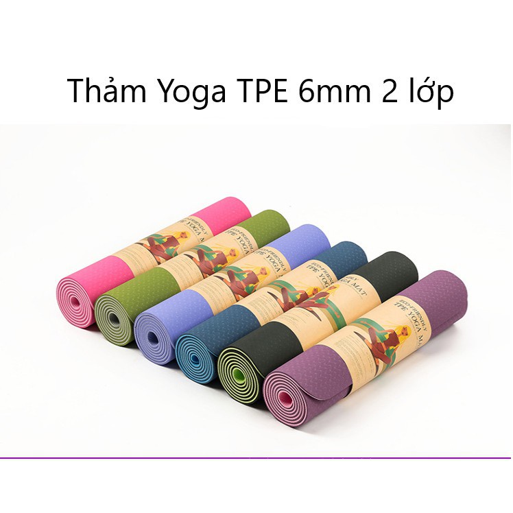 [SALE SỐC] Thảm tập gym và yoga TPE 2 lớp đủ màu, thảm tập yoga tpe 2 lớp 6mm cao cấp