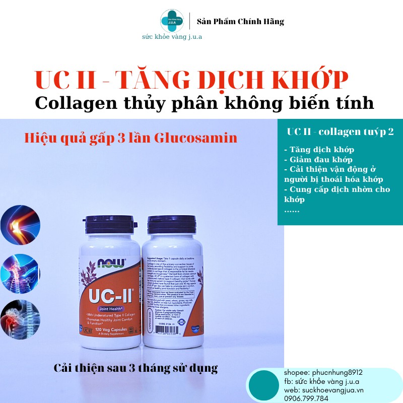 UC II Lọ 120 Viên - Collagen type 2 - TĂNG ĐỘ BỀN CHO KHỚP