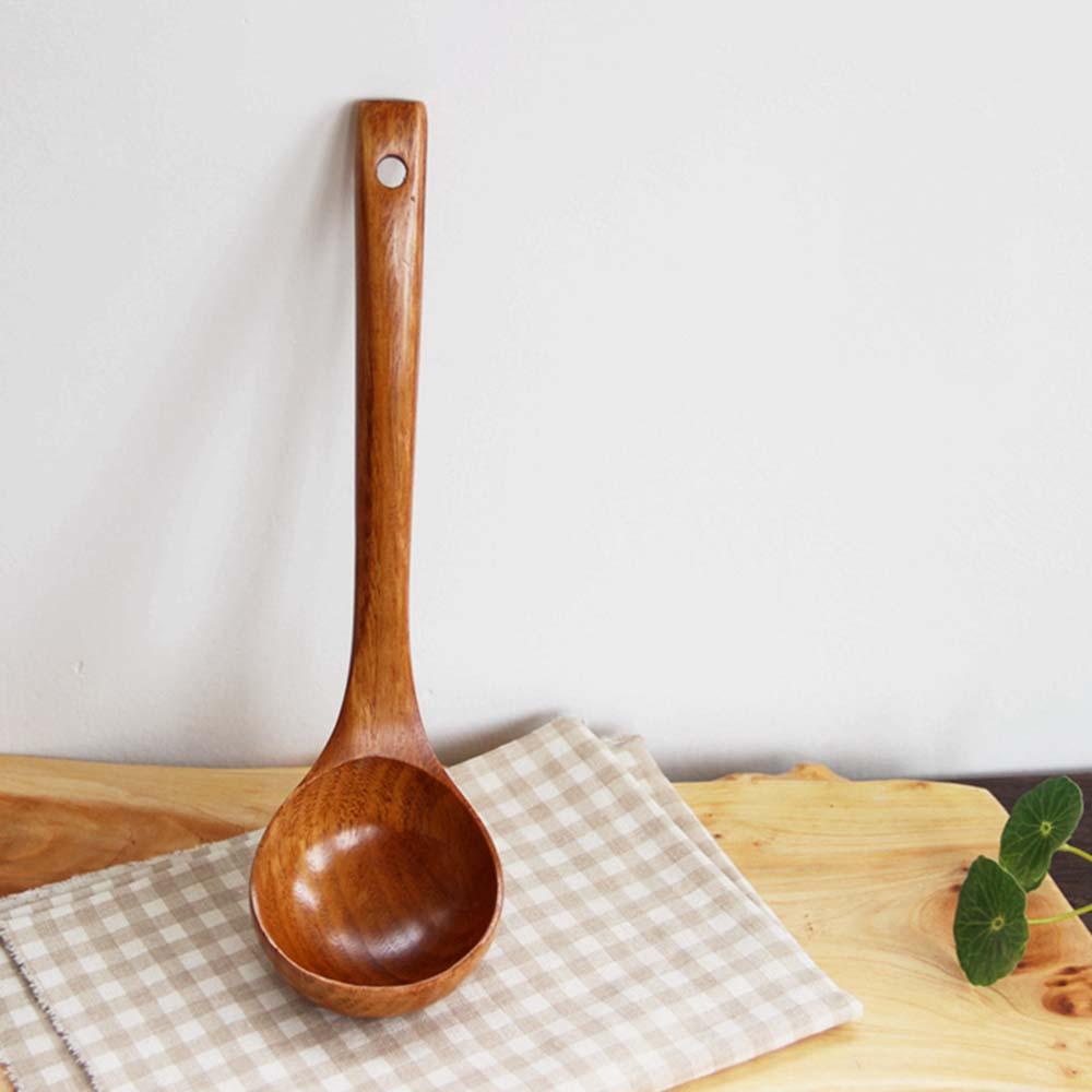 Muỗng Múc Canh Bằng Gỗ Hình Tròn Cỡ Lớn Chống Dính Tiện Dụng Cho Nhà Bếp
