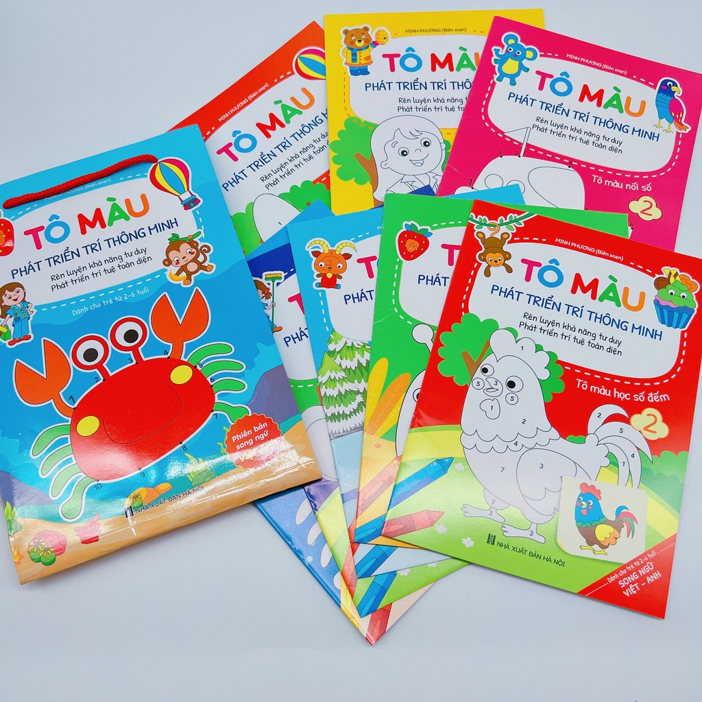 Bộ 8 quyển tập tô màu cho bé, phát triển kỹ năng hội họa cho bé