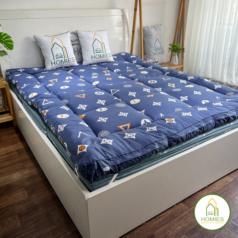 Nệm Topper Họa Tiết LV HOMIES Tấm làm mềm đệm cotton Đũi Hàn quốc mới nhất 2020 - Có Chun 4 Góc Cố Định Đệm