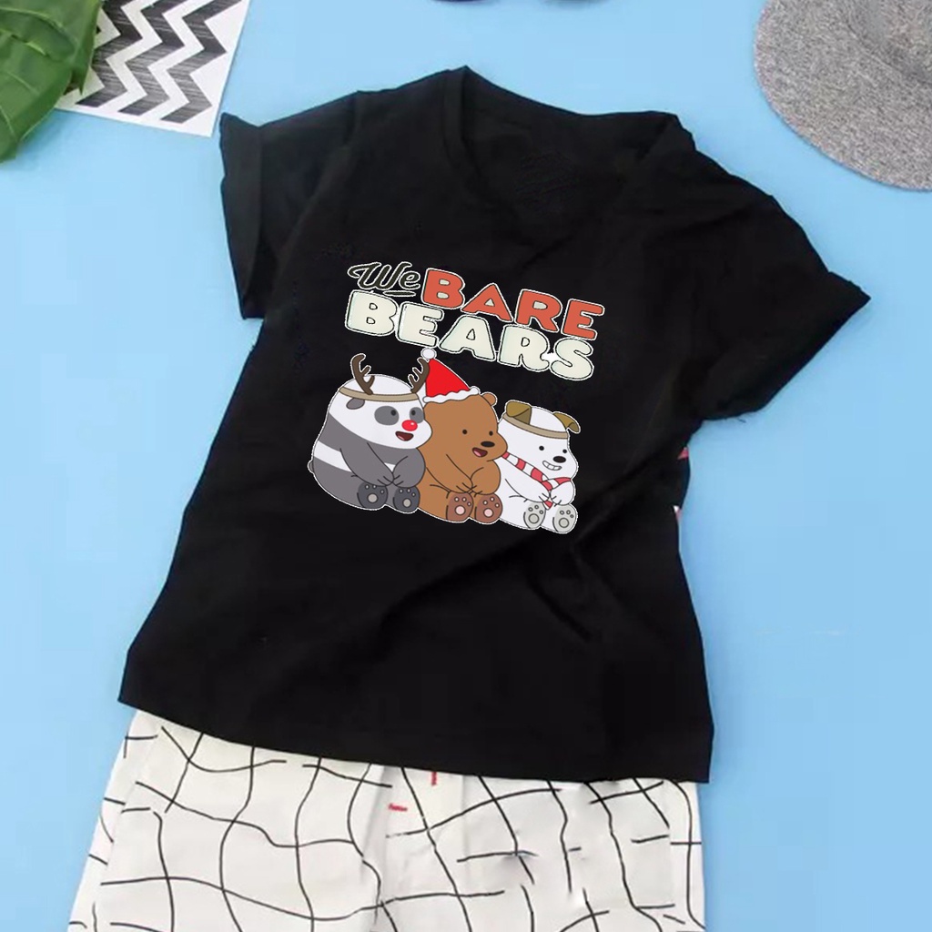 ÁO THUN Kawaii 3 chú gấu we are bear UNISEX PHÔNG ĐEN TAY NGẮN NAM NỮ GIA ĐÌNH CẶP ĐÔI SIZE TRẺ EM BÉ TRAI GÁI AOMIVN