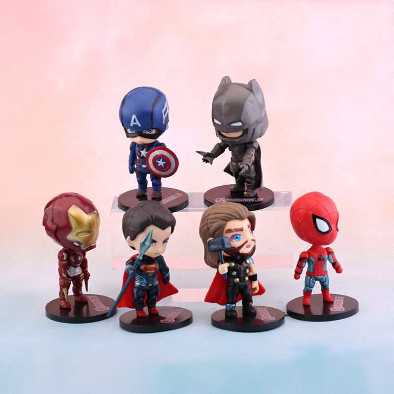 Mô hình biệt đội Siêu Anh Hùng (Set 6) Avenger Mavel phiên bản Chibi (Tặng chân đế)