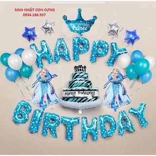 Set bóng trang trí sinh nhật bé gái chủ đề công chúa elsa 01
