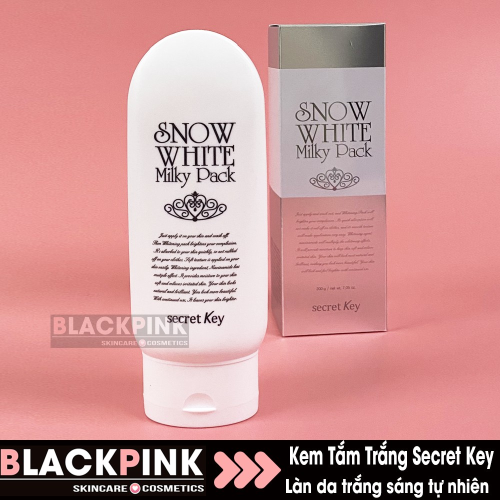 Kem Tắm Trắng Secret Key Snow White Milky Pack 200ml - kem tắm trắng mặt và toàn thân, cam kết chuẩn Auth