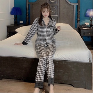 Đồ bộ pijama, bộ lụa mặc nhà dài tay hoạ tiết cao cấp