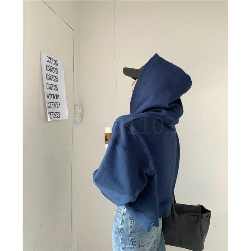 Bộ Áo Hoodie Cánh Dơi Dáng Rộng + Chân Váy Denim Lưng Cao Xẻ Tà Cá Tính