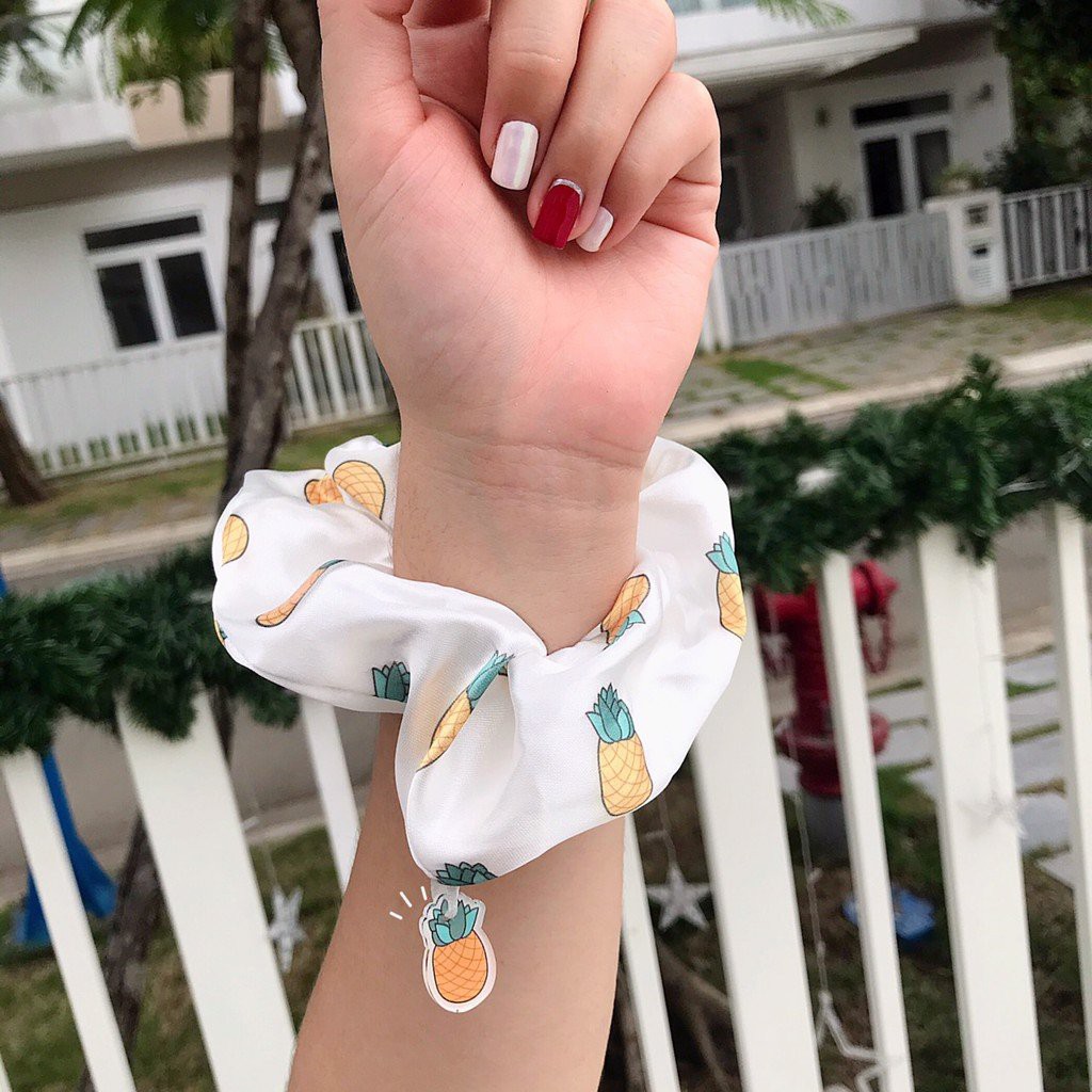 Dây buộc tóc Scrunchies Charm Fruity, đồ cột scunchies trái cây
