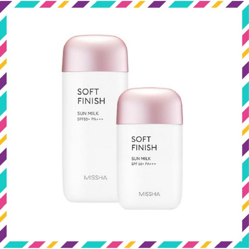 Kem Chống Nắng Missha Soft Finish Sun Milk SPF50+/PA++++ Hàn Quốc, Tuýp Nắp Hồng 70ml, Giúp Bảo Vệ Da