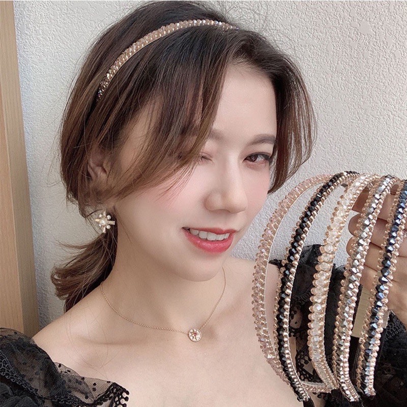 Băng Đô Cài Tóc Đính Hạt Pha Lê Giả Lấp Lánh Blingbling Thời Trang Cho Nữ