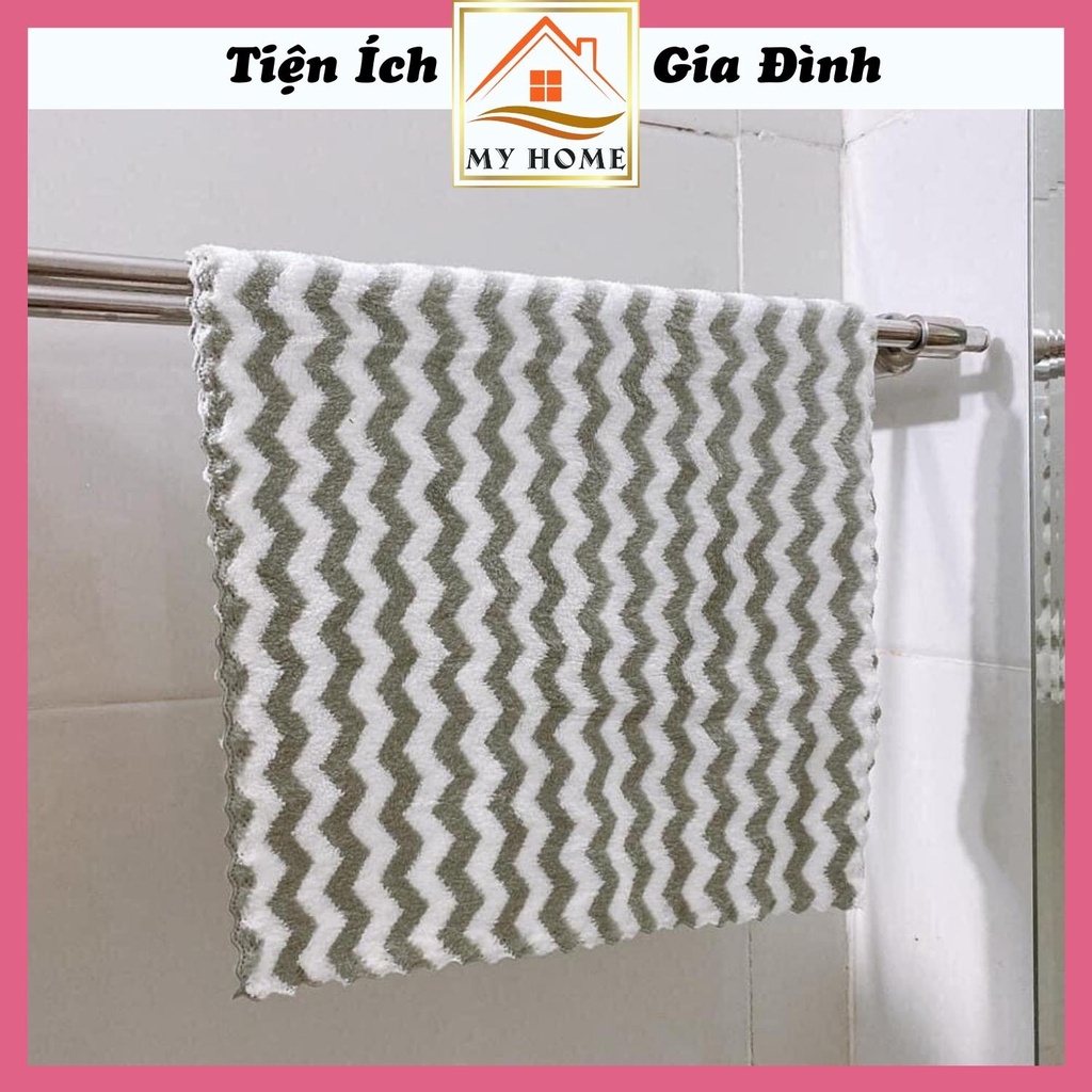 Set 10 khăn mặt kẻ sọc Hàn Quốc, khăn tắm lông cừu mềm mịn cao cấp kích thước 30x50cm