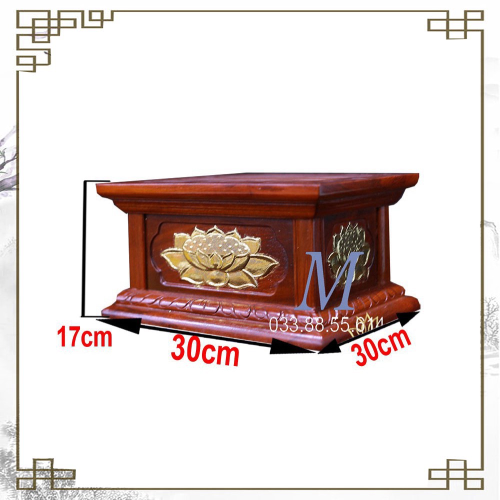 !!! HÀNG THỦ CÔNG !!! Đế sen vàng gỗ hương cao 17cm cỡ mặt vuông 30cm