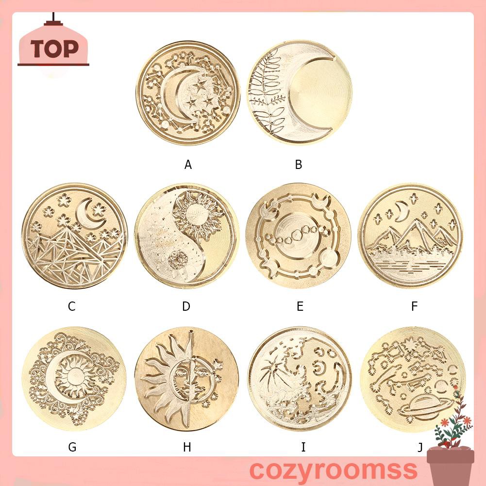 Đầu con dấu sáp hình tròn họa tiết mặt trăng ngôi sao bằng đồng phong cách cổ điển đẹp mắt