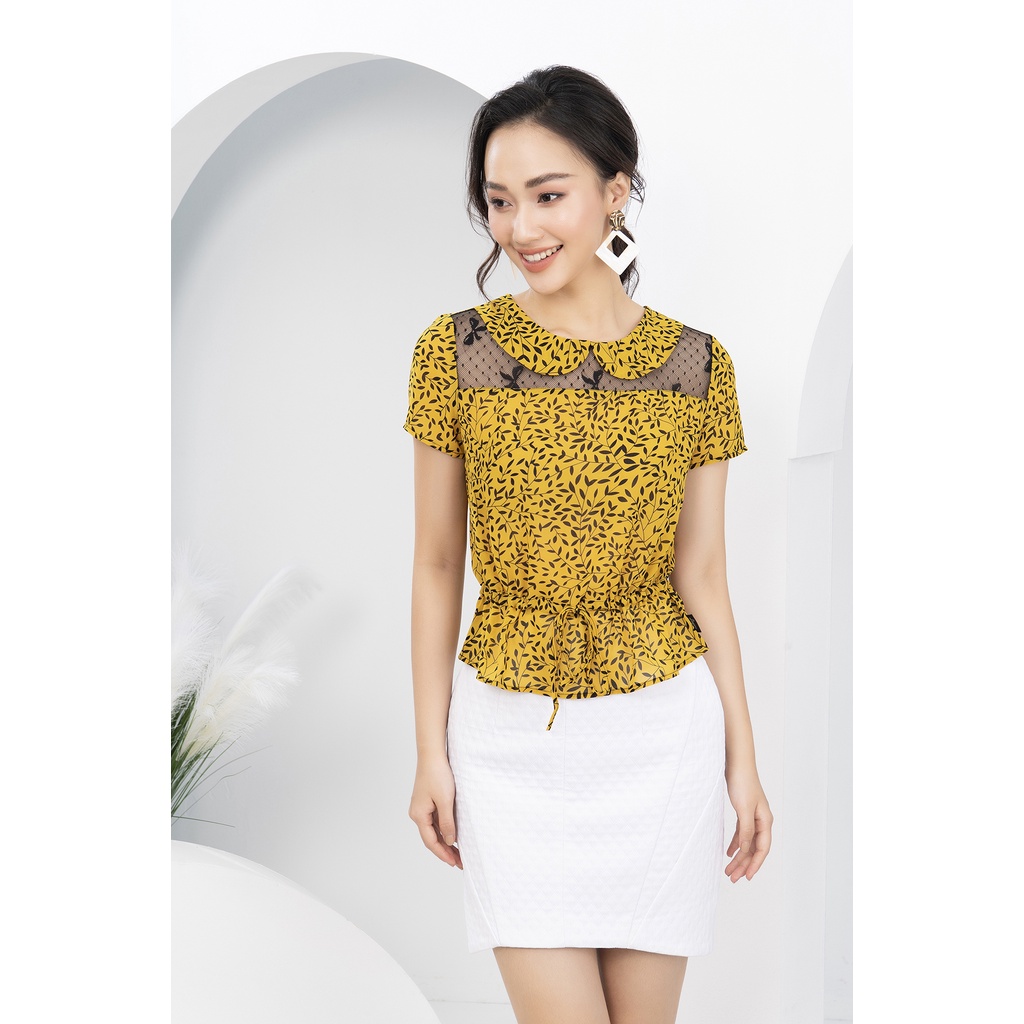 Áo Sơ Mi Nữ Tay Lỡ Phối Ren Cổ Tròn Bo Gấu LUPERI LFSM1147 Chất Liệu Voan Cho Nữ Công Sở