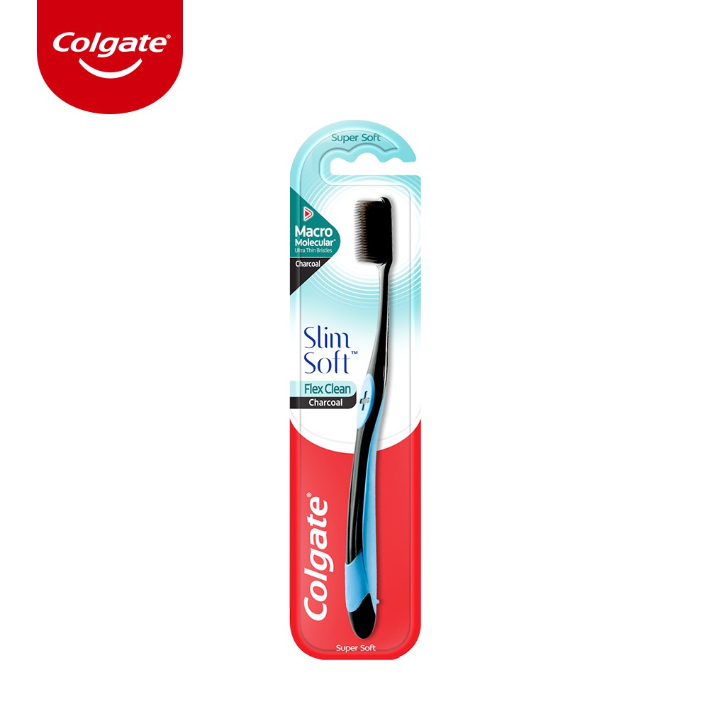 Bàn chải đánh răng Colgate SlimSoft Flex Clean Charcoal kháng khuẩn mềm mảnh sạch toàn diện