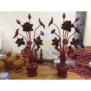 bình hoa sen gỗ hương 1 bình đục
