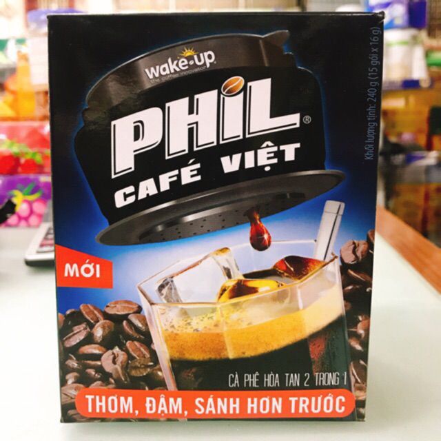 COMBO 2 HỘP CÀ PHÊ HOÀ TAN WAKE-UP PHIL CAFE VIỆT - hộp (15 gói x 16g)