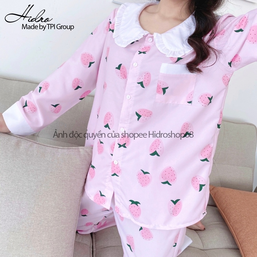 Bộ Pijama Dài Tay Quần Dài Phối Cổ Họa Tiết Dễ Thương Siêu Xinh | BigBuy360 - bigbuy360.vn