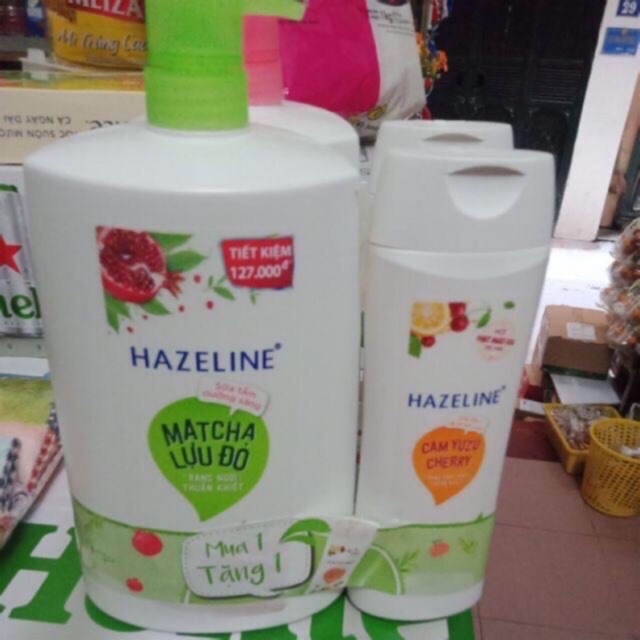 SỮA TẮM HAZELINE CHAI LỚN 1.2L tặng kèm chai nhỏ 380g