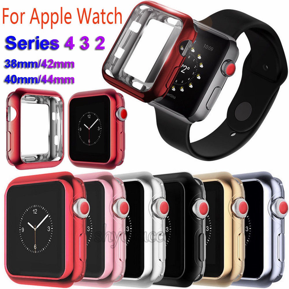 ONLY New for iWatch Apple watch 5 4 3 2 1 Slim Screen Protectors Protective Case Skin Ultra-thin Watch Cover Soft Plating TPU/Multicolor