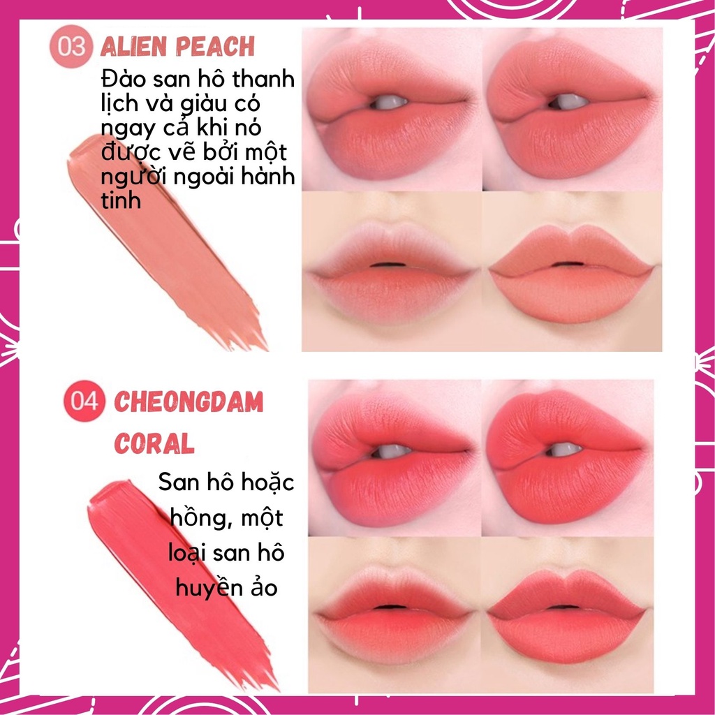 Son môi 4 màu sắc x 0.6g hình trái tim Attack Red Oh my god màu hồng người ngoài hành tinh phong cách Hàn Quốc