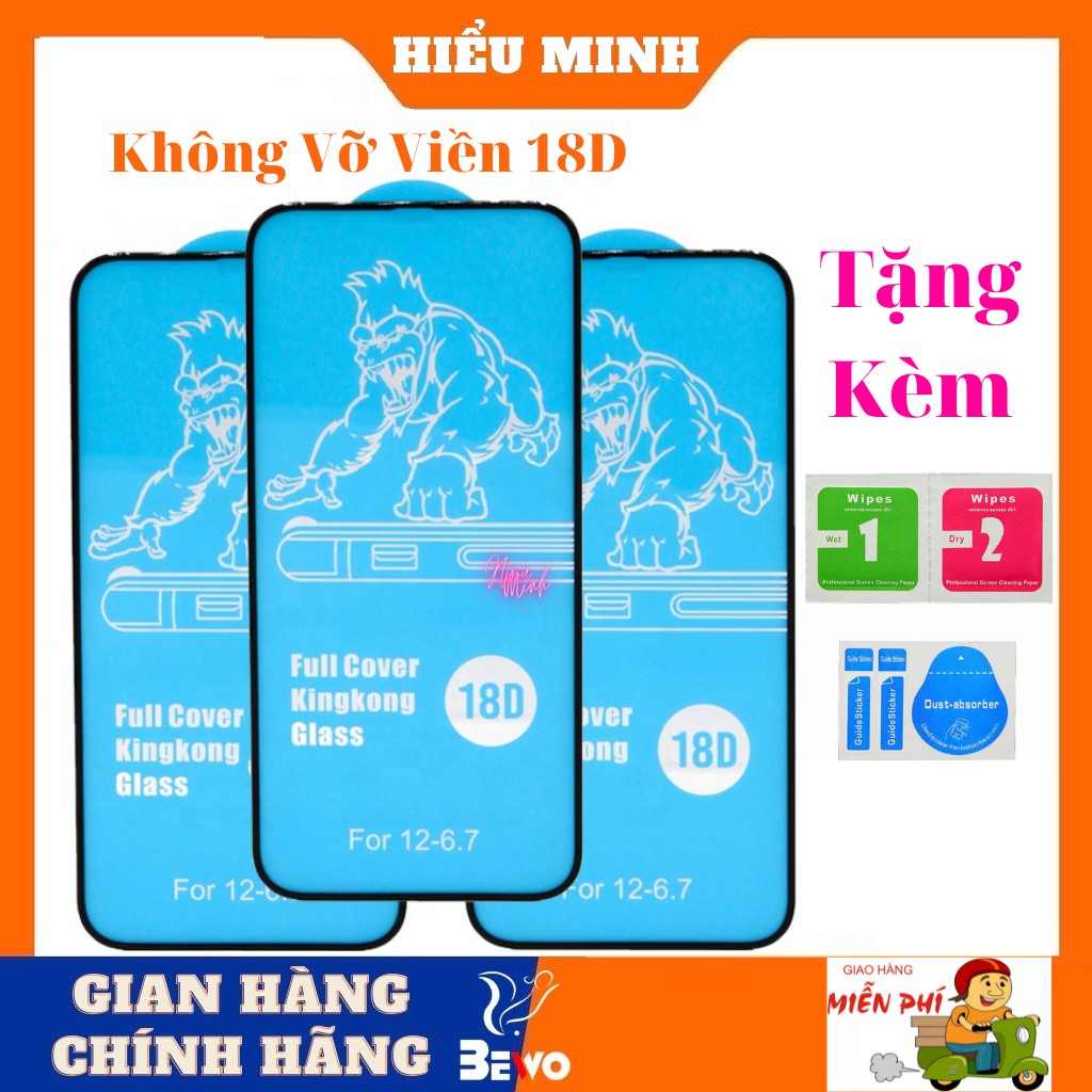 Cường lực iphone 18D King Kong, chống mẻ cạnh, ip 6plus/6splus/7/7plus/8/8plus/plus/x/xr/xs/11/12/pro/max