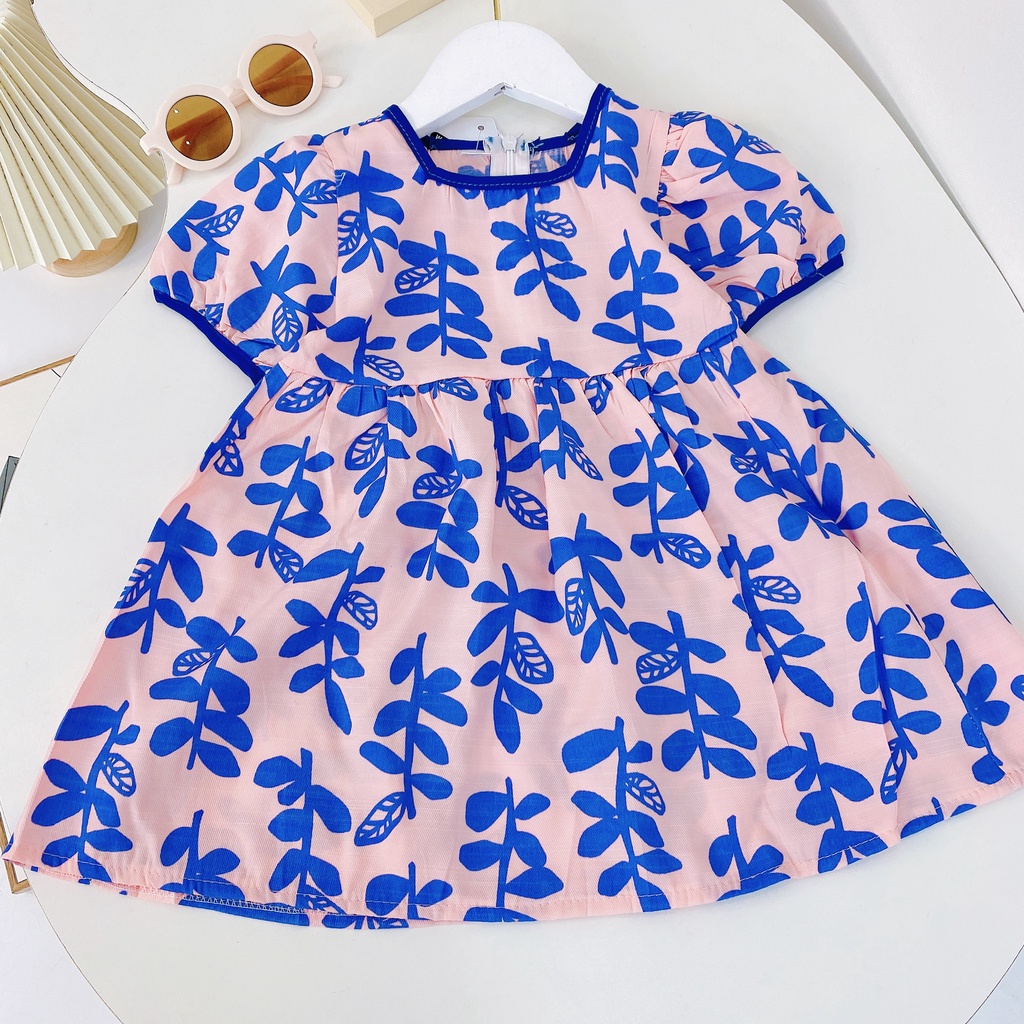 [V31] Váy Họa Tiết Hoa Sang Chảnh Cho Bé Gái Chất Liệu Vải Đũi Mềm Đẹp Đủ Size Từ 8-20Kg VNXK Nhật-Hàn