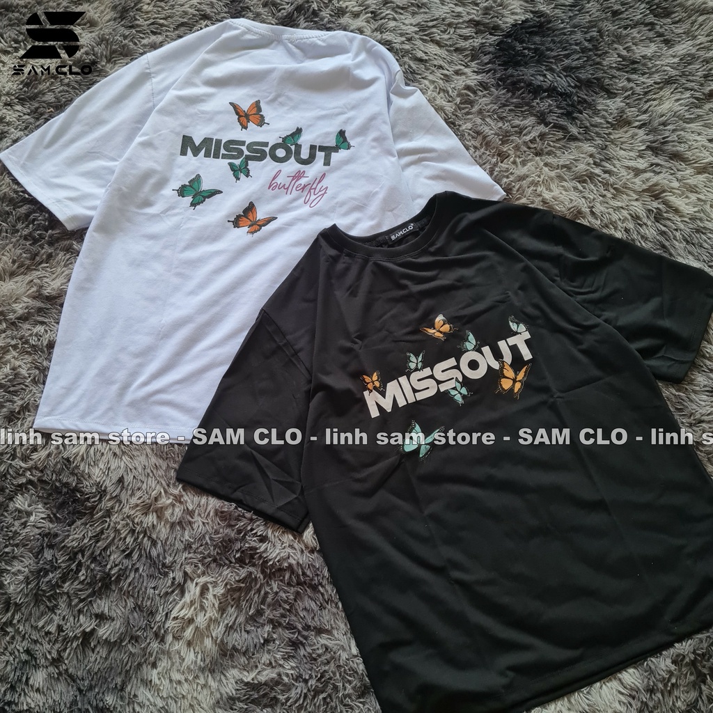 Áo phông tay lỡ nữ SAM CLO freesize thun form rộng dáng Unisex - mặc cặp, nhóm, lớp in hình BƯỚM MISSOUT BUTTERFLY