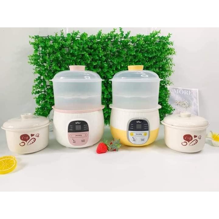 Nồi Bear Nấu Cháo Chậm, Nồi Nấu Cháo Ninh Hầm Cách Thủy Bear 0,8L Cho Bé Ăn Dặm Bản Tiếng Việt