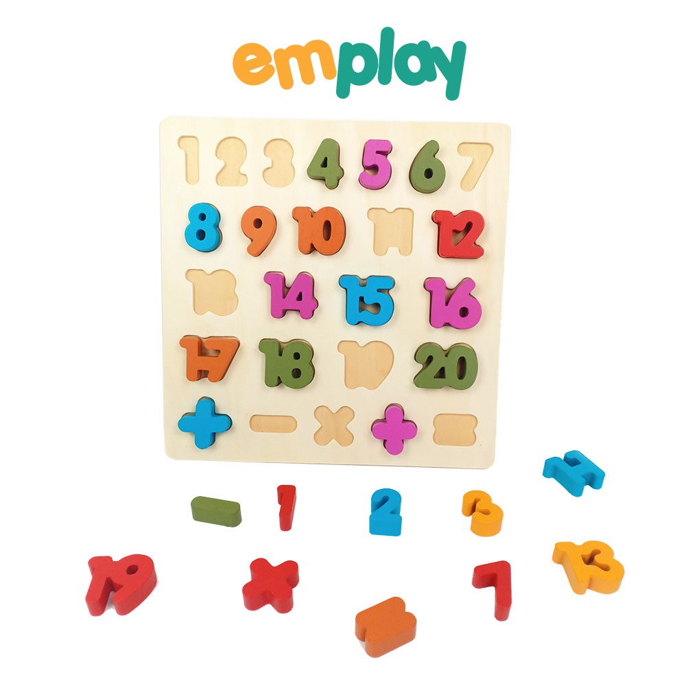 Bảng chữ cái bằng gỗ Emplay đồ chơi gỗ cho bé, đồ chơi học chữ cho bé, chất liệu gỗ ép sợi an toàn, màu sắc phong phú