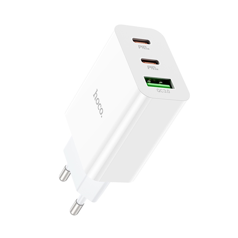 Củ sạc nhanh PD20W/18W Hoco C99A gồm 1 cổng USB và 2 cổng Type-C - Chính hãng