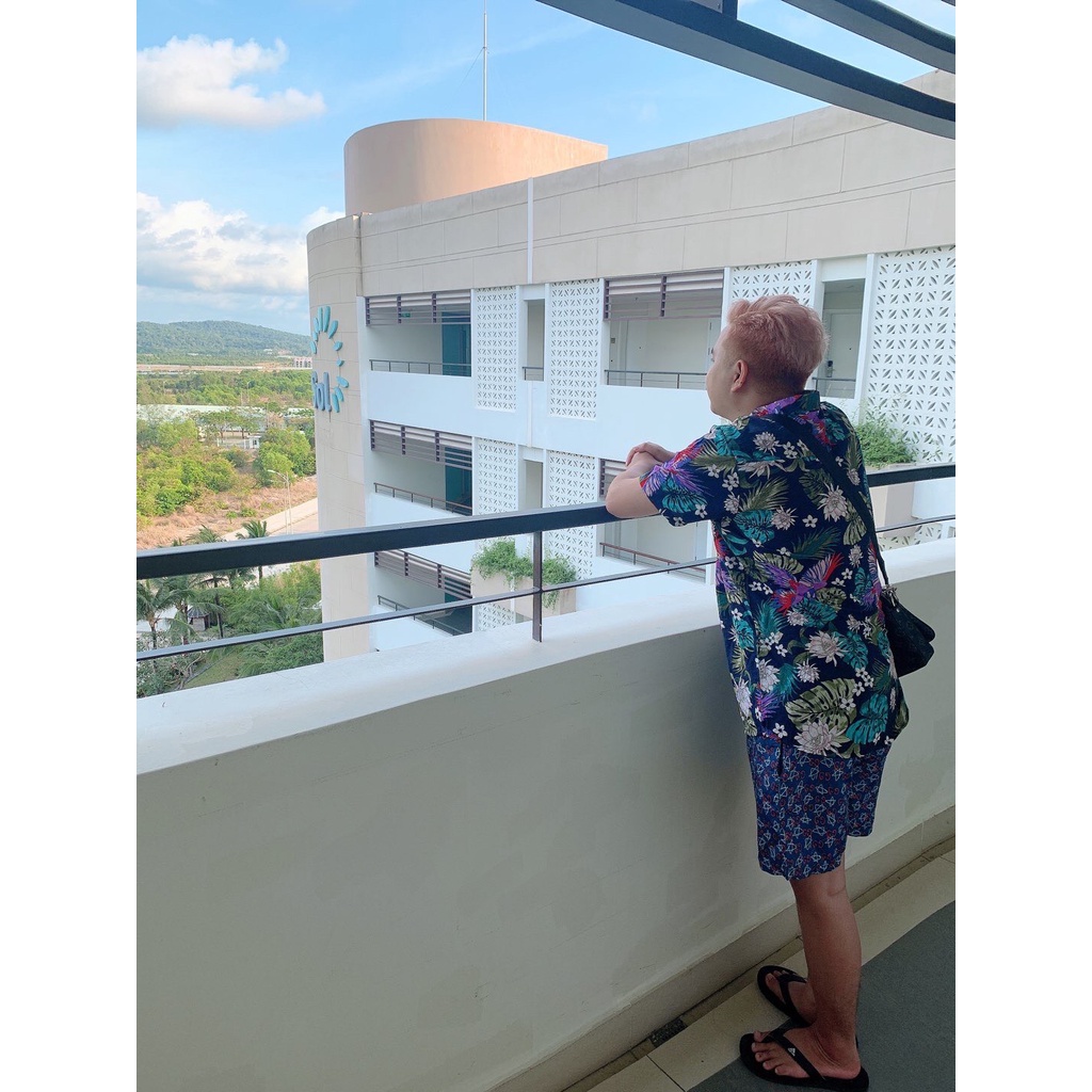 Áo sơ mi đi biển - hoa lá chim cò - Sơ mi hawaii  - đồng phục đi biển chất đũi mềm mát