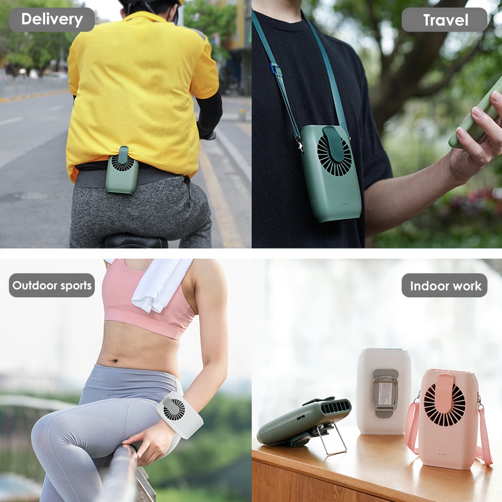 Quạt Usb Mini Đeo Cổ Có Thể Sạc Lại Tiện Dụng