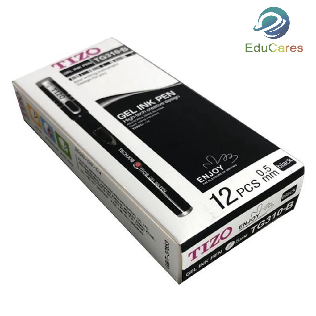 12 Bút gel nước Tizo loại 1 ngòi 0.5mm - bút mực nước thông dụng