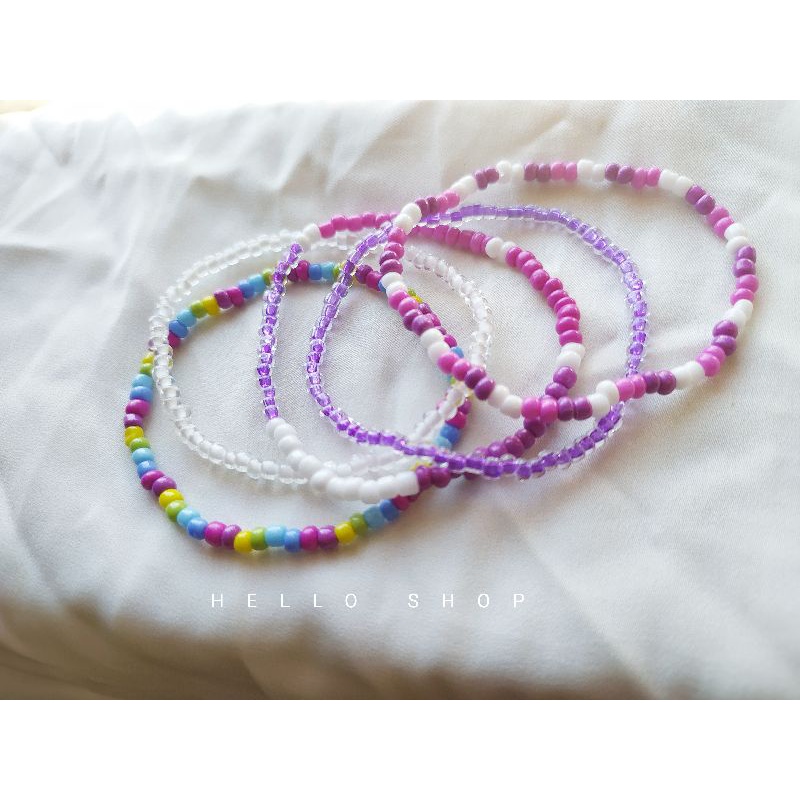 Vòng tay hạt cườm mix màu tone tím cực xinh độc lạ