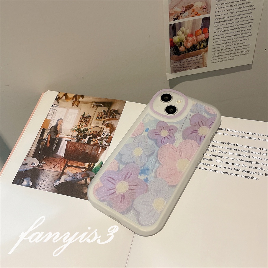 Ốp Điện Thoại Mềm Trong Suốt Họa Tiết Hoa Sơn Dầu Cho iPhone 14 13 12 11 Pro Max X XR Xs Max 8 7 6 6s Plus SE 2020