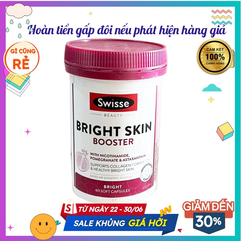 Viên uống LÀM TRẮNG và SÁNG DA cao cấp - Swisse Beauty Bright Skin 60V [Úc]