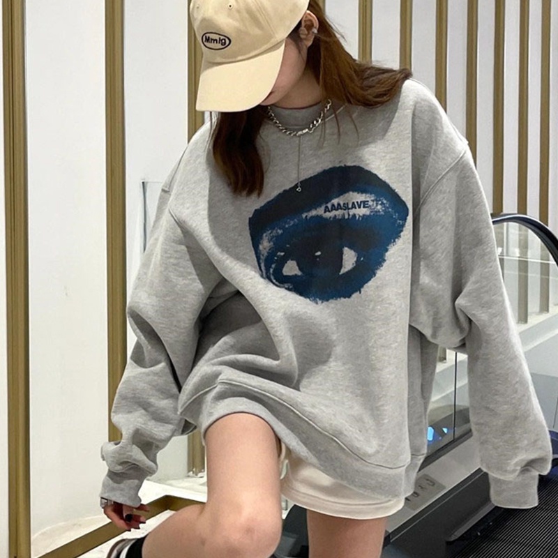 Áo nỉ nữ dài tay cổ tròn thời trang Hàn | BigBuy360 - bigbuy360.vn