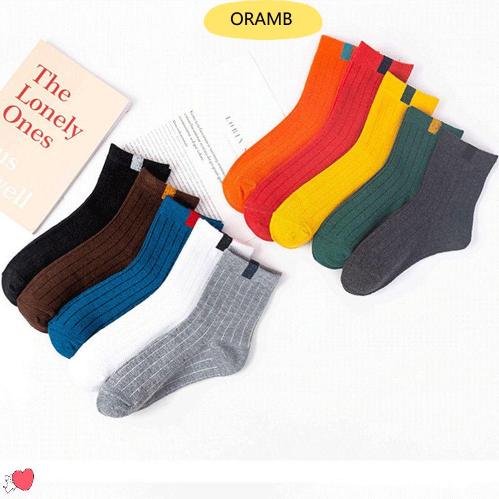 Vớ thể thao bằng cotton màu trơn họa tiết kẻ sọc thời trang thu đông phong cách Nhật Bản
