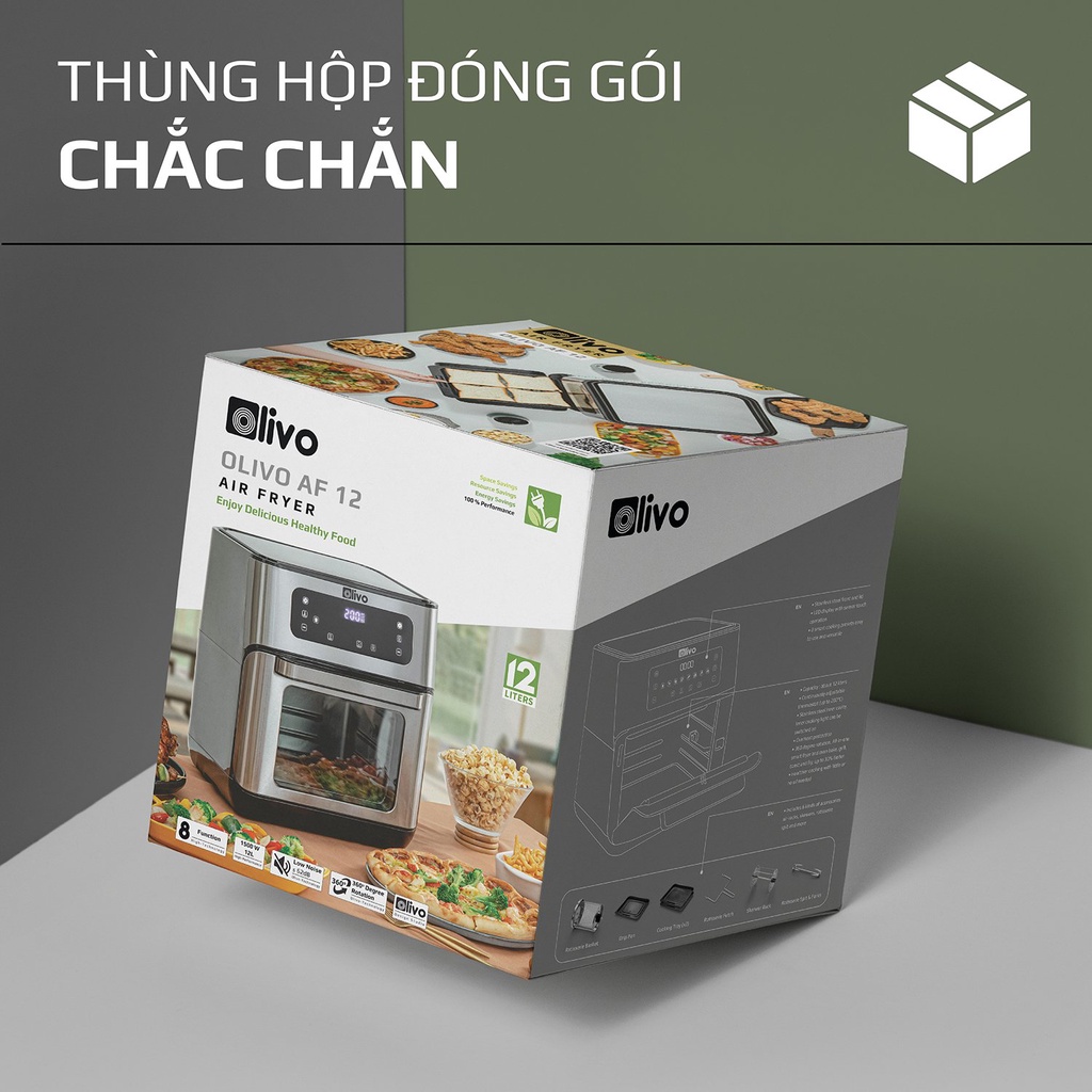 Nồi Chiên Không Dầu Olivo AF12  Lò Nướng Olivo AF12 HÀNG CHÍNH HÃNG  BẢO HÀNH 24 THÁNG