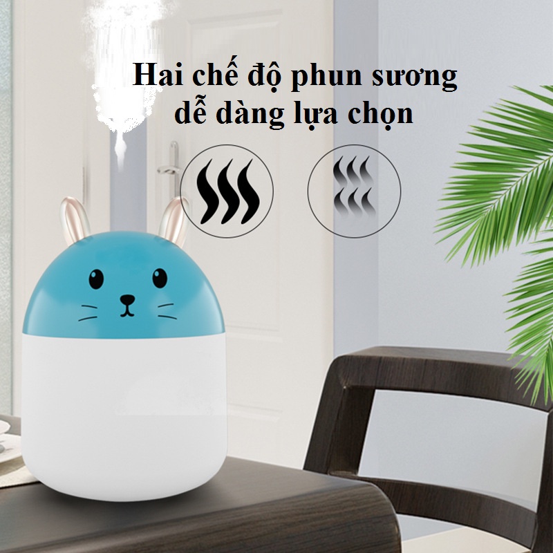 Máy phun sương mini hình con thỏ máy xông tinh dầu tạo ẩm dung tích 250ml kho hàng giá rẻ VN