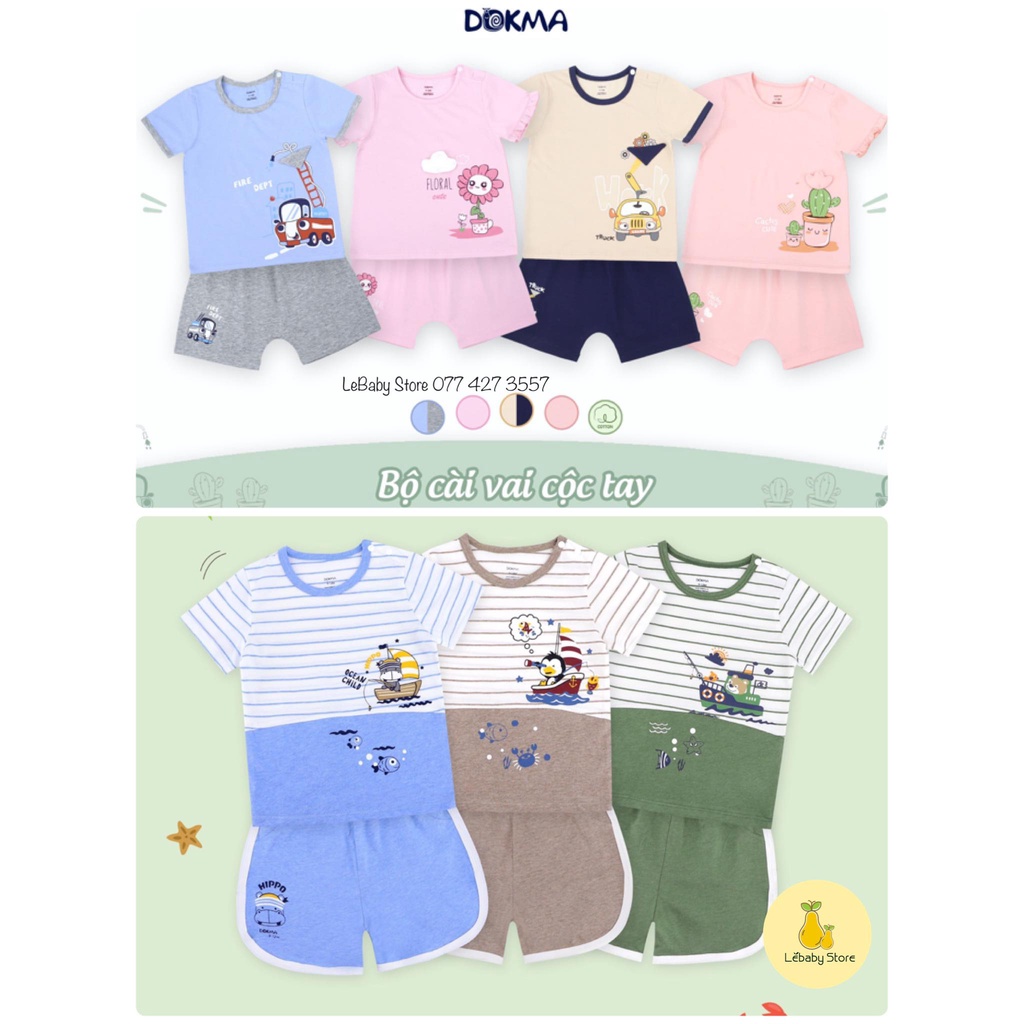 (6-36m) Bộ cộc tay vải cotton cho bé DMB396 - DOKMA
