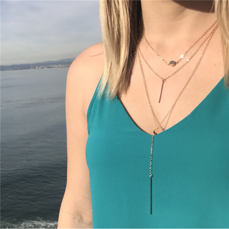 Vòng cổ dây chuyền choker 3 nhiều lớp thả dây tua rua dự tiệc, đi biển SAVVY hàn quốc necklace cao cấp