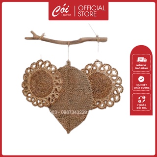 Set cói đĩa treo tường decor trang trí cực xinh thảm cói vintage trang trí chụp ảnh - cói_decor_hn