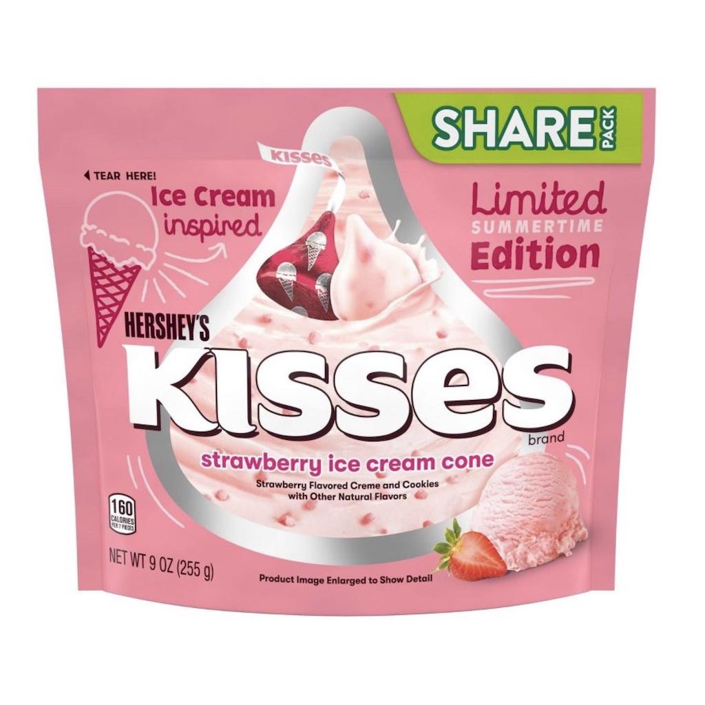 TÚI 255g SOCOLA BÁNH KEM VỊ DÂU Hershey's Strawberry Ice Cream Cone Kisses, PHIÊN BẢN GIỚI HẠN DÀNH CHO MÙA HÈ (9oz)