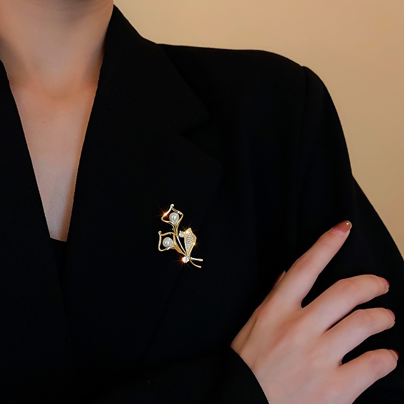 Ghim cài áo RINHOO hình hoa hồng đính đá opal nhân tạo thời trang cho nam nữ