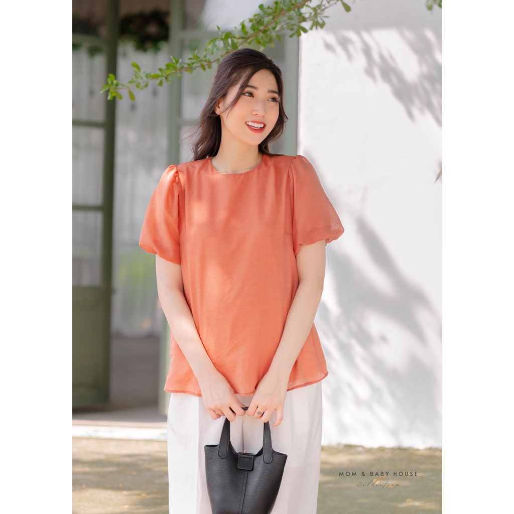 EVERMOM | Áo bầu vải tơ tay phồng trẻ trung mặc cả bầu và sau sinh
