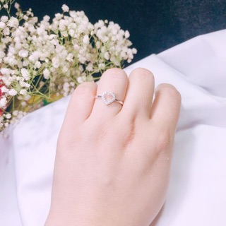Nhẫn tim đính đá nhẹ nhàng chuẩn bạc ta